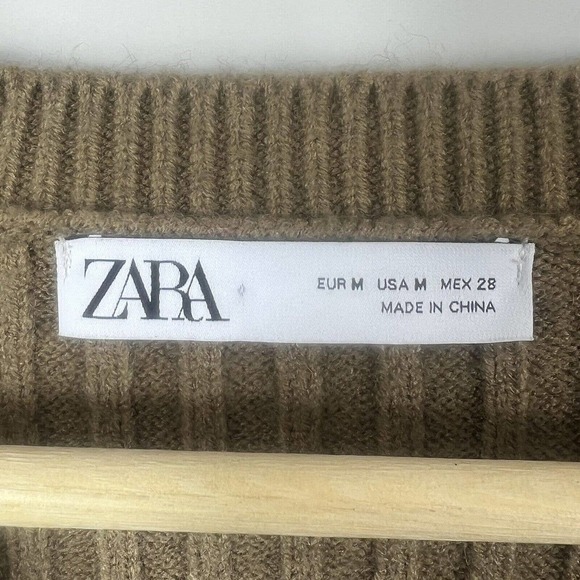 Zara Tan Chunky Knit Romper Jumpsuit Playsuit Size M Ribbed Knit - Picture 8 of 14